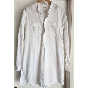 Engineered Garments Size L White Linen Blend Band Collar Dayton Popover Shirt NY